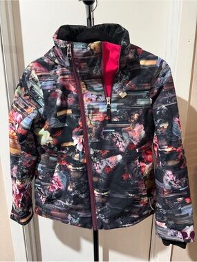Obermeyer Girls Ski Jacket Size M (10-12) Floral Print Winter Snow Coat